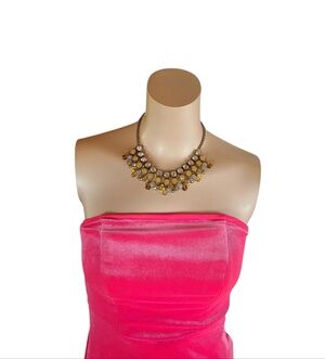 Next Vibrant Pink Velvet Strapless Maxi High Side Split Dress Size 5/6